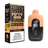 Fruitia x Fifty Bar 18ML 20K Puffs Disposable Device With Always Active Boost & Adjustable Airflow - Display of 5 - TEXAS COMPLIANT - Peach Cobbler