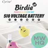 Cyrine Birdie 2G 500mAh Adjustable Voltage 510 Cartridge Vape Battery - Display of 5