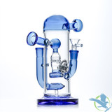 Shadow Glass Water Pipe Recycler Thick Base With Double Mouthpiece & Double Perc - 630 Grams - 8.5 Inches - Assorted Colors [SGE-136]