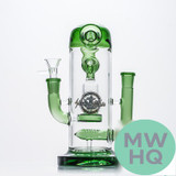 Shadow Glass Water Pipe Recycler Thick Base With Double Mouthpiece & Double Perc - 630 Grams - 8.5 Inches - Assorted Colors [SGE-136]