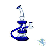 BoroTech Date Rig Glass Water Pipe Recycler With Circ Perc Designed By Calibear - 360 Grams - 9 Inches [FY005] - Blue D