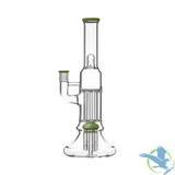 BoroTech Pillar Glass Bong Water Pipe Beaker Base With Tree Perc Designed By Calibear - 500 Grams - 12 Inches [GB239] - Milky Green
