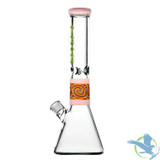 BoroTech Wig Wag Colored Glass Bong Water Pipe Beaker Base With Downstem Designed By Calibear - 1200 Grams - 16 Inches [JY3014] - Milky Pink