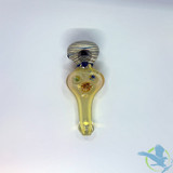 Glass Hand Pipe Dye Tube Head Marble Silver Fume Round Belly Spoon - 140 Grams - 5 Inches [B604]