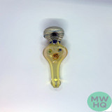 Glass Hand Pipe Dye Tube Head Marble Silver Fume Round Belly Spoon - 140 Grams - 5 Inches [B604]