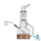 MJ Arsenal Apex Mini Rig Water Pipe Double Uptake Recycler - 7.5 Inches - Alpine Series - Clear/Wood