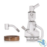 MJ Arsenal Apex Mini Rig Water Pipe Double Uptake Recycler - 7.5 Inches - Alpine Series - Clear/Wood