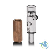MJ Arsenal Ridge Chillum Hand Pipe - 3.5 Inches - Alpine Series - Clear/Wood