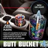Smokezilla Butt Bucket Extinguishing Ashtray With LED Light - Assorted Colors - Display of 6 [25480]