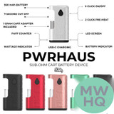 STNR PWRHAUS 950mAh Sub-Ohm Cart Battery Device With LED Screen