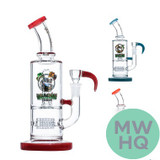 Dragon Glass Four Eyes Water Pipe With Thick Base & Double Perc - 540 Grams - 10 Inches - Assorted Colors [DGD-151]