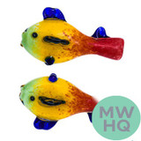 Shadow Glass Fish Shape Hand Pipe Spoon - 90 Grams - 4.5 Inches - Assorted Colors [SGH-042]