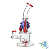 BoroTech Horns Glass Water Pipe Dab Rig With Circ Perc Designed By Calibear - 300 Grams - 8 Inches - Assorted Colors [FY006]