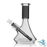 GRAV Small Deco Beaker Bong Water Pipe With Diffused Downstem - 300 Grams - 6.5 Inches - Smoke Grey