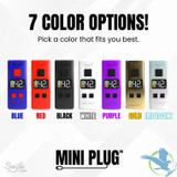 Smyle Mini Plug 450mAh VV 510 Cart Battery With Built-In USB-C Cable - Assorted Colors - Display of 20