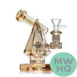 Shadow Glass Mini Pyramid Shaped Water Pipe With Circ Perc - 400 Grams - 7 Inches - Assorted Colors [SGE-150]