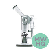 Shadow Glass Water Pipe Recycler With Inclined Neck & Double Perc - 10.5 Inches - 700 Grams - Assorted Colors [SGD-033]