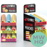 LyvWel Caffeine Nootropic Pouches - 16 Pouches Per Can - Acrylic Display of 90 Cans