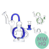 Dragon Glass Water Pipe Recycler With Circ Perc - 360 Grams - 8 Inches - Assorted Colors [DGE-409]