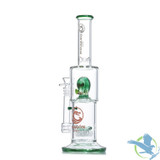 Dragon Glass Water Pipe With Thick Base & Man Gas Mask Perc - 940 Grams - 14 Inches [DGC-182] - Green