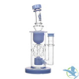 Calibear Fab Torus Recycler Glass Water Pipe Dab Rig Thick Base With Seed of Life Perc - 460 Grams - 9.25 Inches [GB16] - Milky Blue