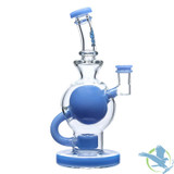 Calibear Colored Ball Glass Water Pipe Dab Rig Thick Base With Seed of Life Perc - 410 Grams - 8.50 Inches [GB325] - Milky Blue