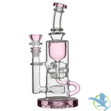 Calibear Fab Klein Recycler Glass Water Pipe Dab Rig With Seed of Life Perc - 460 Grams - 9.50 Inches [GB17-W/O Maria Cap] - Pink