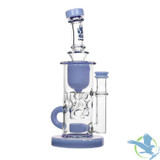 Calibear Fab Klein Recycler Glass Water Pipe Dab Rig Thick Base With Seed of Life Perc - 460 Grams - 9 Inches [GB17] - Milky Blue