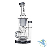 Calibear Fab Klein Recycler Glass Water Pipe Dab Rig Thick Base With Seed of Life Perc - 460 Grams - 9 Inches [GB17] - Transparent Black