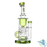 Calibear Fab Klein Recycler Glass Water Pipe Dab Rig Thick Base With Seed of Life Perc - 460 Grams - 9 Inches [GB17] - Lime Green