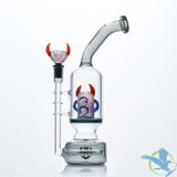 Shadow Glass Water Pipe Crossed Eyes Creature Design Bent Neck Honeycomb Perc + Inline Perc - 600 Grams - 11.5 Inches - Assorted Colors [SGE-059]