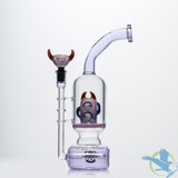 Shadow Glass Water Pipe Crossed Eyes Creature Design Bent Neck Honeycomb Perc + Inline Perc - 600 Grams - 11.5 Inches - Assorted Colors [SGE-059]