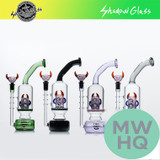 Shadow Glass Water Pipe Crossed Eyes Creature Design Bent Neck Honeycomb Perc + Inline Perc - 600 Grams - 11.5 Inches - Assorted Colors [SGE-059]