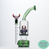 Shadow Glass Water Pipe Crossed Eyes Creature Design Bent Neck Honeycomb Perc + Inline Perc - 600 Grams - 11.5 Inches - Assorted Colors [SGE-059]