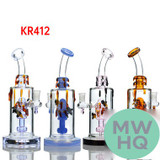 Glass Water Pipe Thick Base With Matrix Perc + Dripping Honey with Bees Perc + Honey Dripping On body & Bent Neck - 483 Grams - 10 Inches - Assorted Colors [KR412]