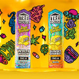 TRE House Liquid Budder Delta THC-A + Live Resin Disposable Vape Pen Device 2G - Display of 10 - Sunset Sherbet (Indica), White Widow (Hybrid)