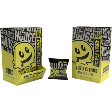 Half Bak'd Sumo Delta-9 + THC-A + THC-P Gummies 840MG - 2ct Pack - Display of 30 Packs - Yuzu Citrus