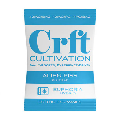 CRFT Cultivation Delta 9 + THC-P Gummies 40MG - Pack of 4 - Display of 20 Packs - Alien Piss (Hybrid)
