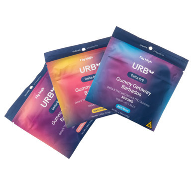 URB Fly High Gummy Getaway Barbados Delta 8 THC + D9 THC Gummies 3500MG - Pack of 35 - Display of 6 Packs