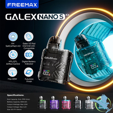 Freemax Galex Nano S 800mAh Pod System Starter Kit With Refillable 3ML Galex V2 Pod