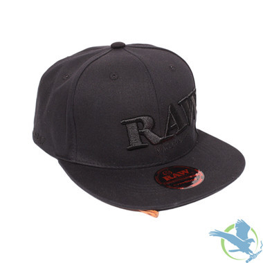 RAW Flat Brim Snapback Black On Black Baseball Cap (MSRP $20.00)