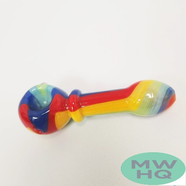Dragon Glass Hand Pipe Swirls Spoon - 30 Grams - 3.50 Inches - Assorted Colors [DGH-085] (MSRP $9.00)
