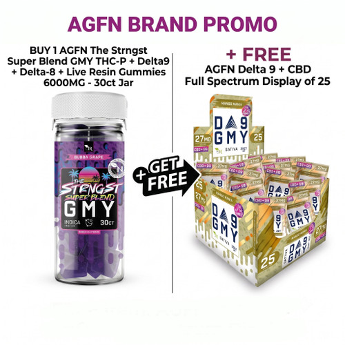 AGFN The Strngst Super Blend GMY THC-P + Delta-9 + Delta-8 + Live Resin Gummies 6000MG - 30ct Jar (MSRP $44.99)