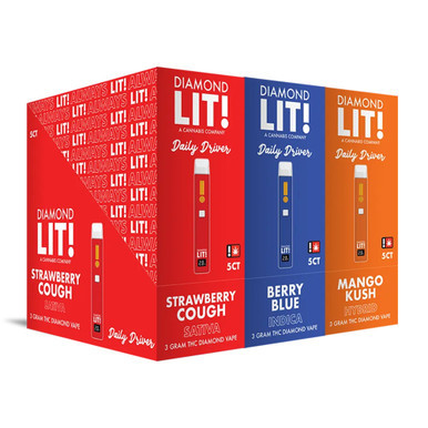 Diamond LIT! Daily Driver THC Diamond Disposable Vape 3G - Display of 5