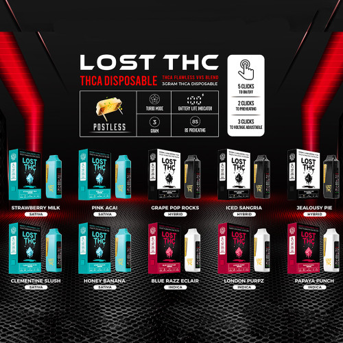 LOST THC Diamond + Liquid Diamonds + THCP + THCA Flawless VVS Blend Disposable Device 3G - Display of 5