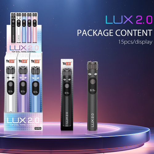 Yocan Lux 2.0 Dab Pen 510 Thread Battery - Display of 15 -  Lux 2.0 (Mixed Color)