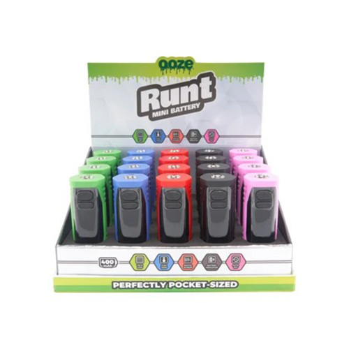 Ooze Runt 400mAh 510 Thread Cartridge Mini Battery - Assorted Colors - Display of 20