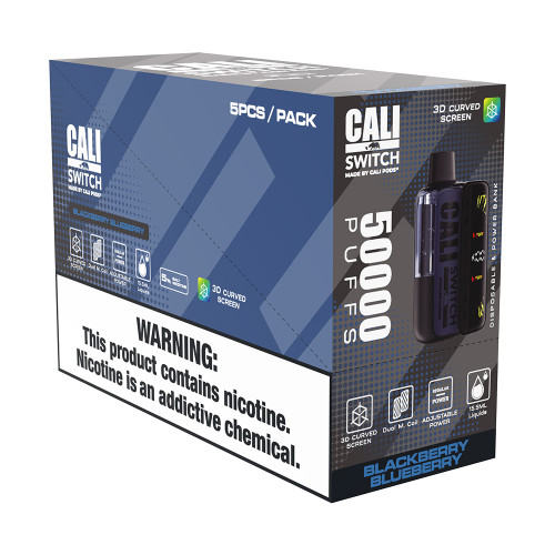 Cali Switch 50K Puffs 15.5ML Disposable Device & Power Bank Kit Made By Cali Pods - Display of 5 - Blackberry Blueberry