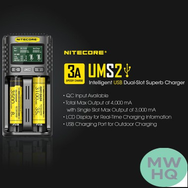 Nitecore UMS2 Dual Slot 3A Smart Charger