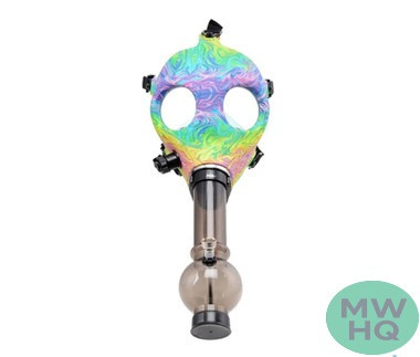 Honey Puff Silicone Full Face Adjustable Gas Mask With Acrylic Pipe Set - Assorted Colors [P1036]